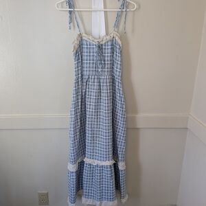 Christy Dawn Blue and White Textured Dress